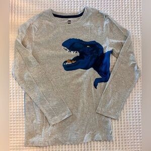 Tea Collection Gray and Blue Double-Sided Dinosaur Long Sleeve Tee